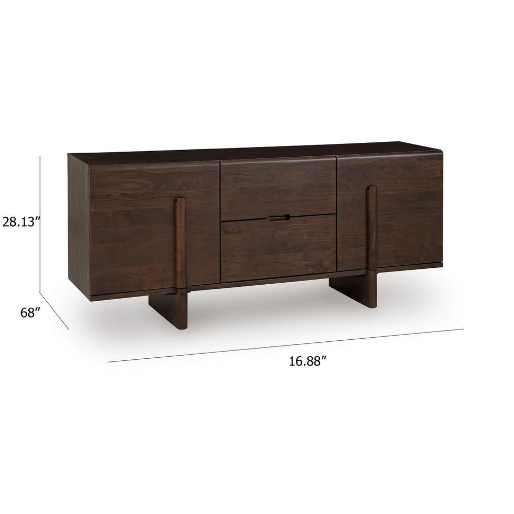 Kyi Accent Sideboard Cabinet | 2 Doors & Shelves | 63" Rich Brown