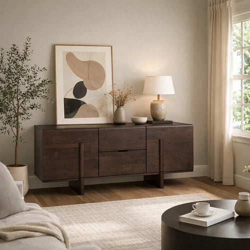Kyi Accent Sideboard Cabinet | 2 Doors & Shelves | 63" Rich Brown