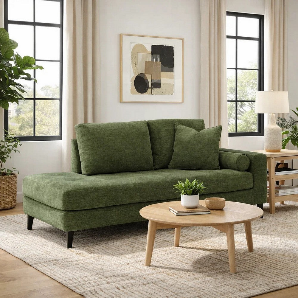 Bixy Right Arm Facing Corner Chaise | 2 Pillows | 75" Olive Green