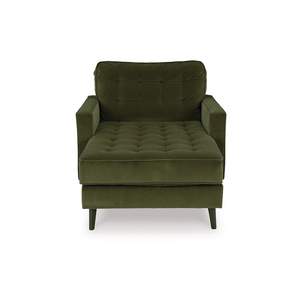 Pir Lounge Chaise | Cozy Olive Green Tufted Velvet Upholstery 64"