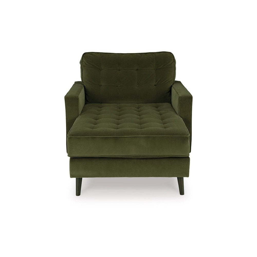 Pir Lounge Chaise | Cozy Olive Green Tufted Velvet Upholstery 64"