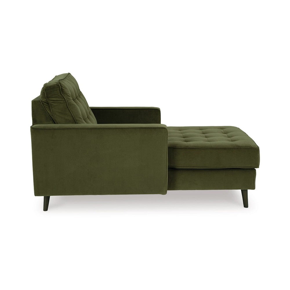 Pir Lounge Chaise | Cozy Olive Green Tufted Velvet Upholstery 64"