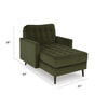 Pir Lounge Chaise | Cozy Olive Green Tufted Velvet Upholstery 64"