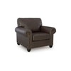 Fecy Sofa Armchair | Rolled Arms & Turned Legs | Umber Gray Faux Leather