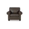 Fecy Sofa Armchair | Rolled Arms & Turned Legs | Umber Gray Faux Leather