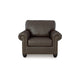 Fecy Sofa Armchair | Rolled Arms & Turned Legs | Umber Gray Faux Leather