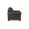 Fecy Sofa Armchair | Rolled Arms & Turned Legs | Umber Gray Faux Leather