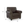 Fecy Sofa Armchair | Rolled Arms & Turned Legs | Umber Gray Faux Leather
