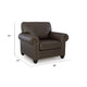 Fecy Sofa Armchair | Rolled Arms & Turned Legs | Umber Gray Faux Leather