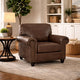 Fecy Sofa Armchair | Rolled Arms & Turned Legs | Umber Gray Faux Leather