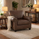 Fecy Sofa Armchair | Rolled Arms & Turned Legs | Umber Gray Faux Leather