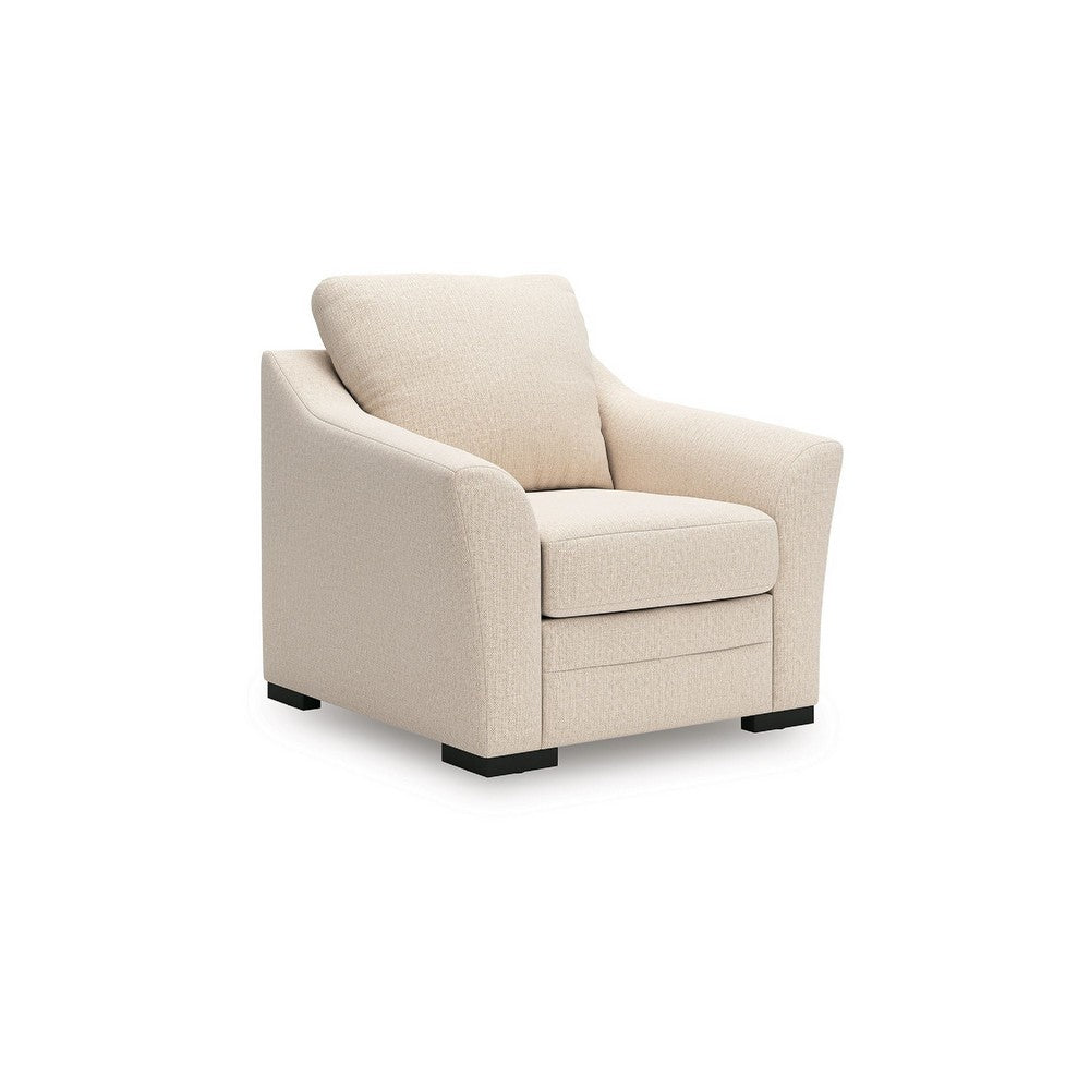 Jimy Sofa Armchair | Flared Arms & Reversible Cushions | Ivory Polyester
