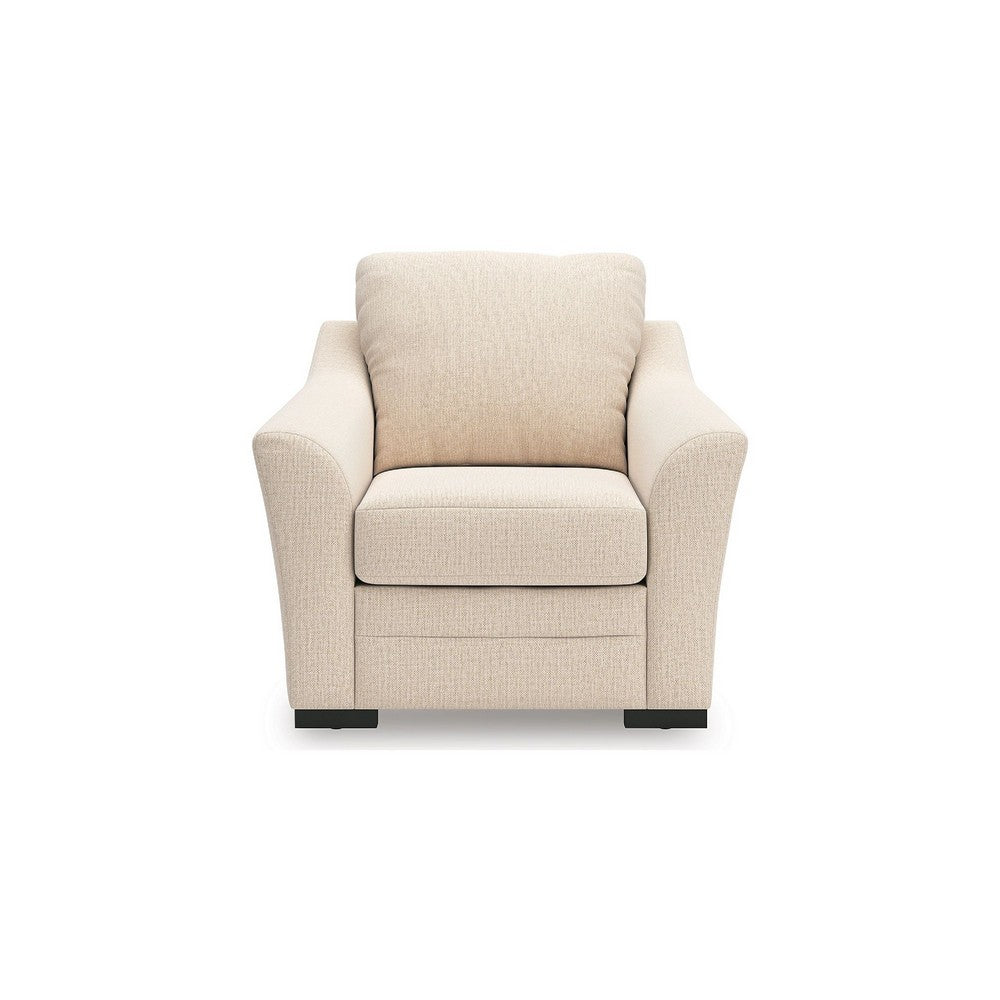 Jimy Sofa Armchair | Flared Arms & Reversible Cushions | Ivory Polyester