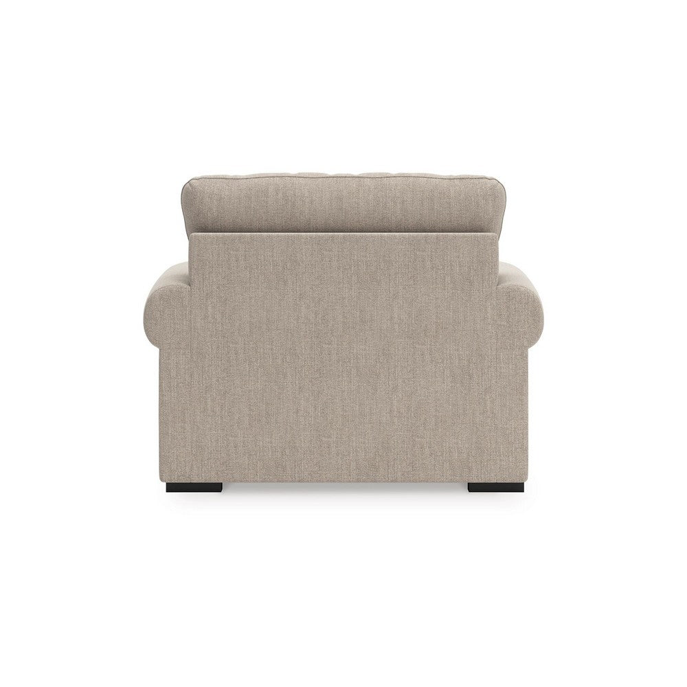 Mecy Oversized Armchair | 1 Pillow | Rolled Arms | Heather Beige Chenille