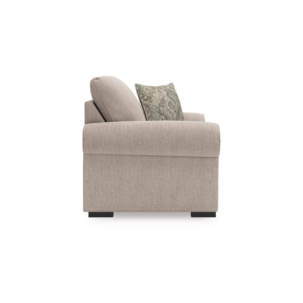 Mecy Oversized Armchair | 1 Pillow | Rolled Arms | Heather Beige Chenille