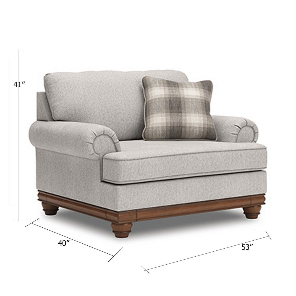Fema Oversized Armchair | 1 Pillow | Rolled Arms | Sandstone Gray Chenille