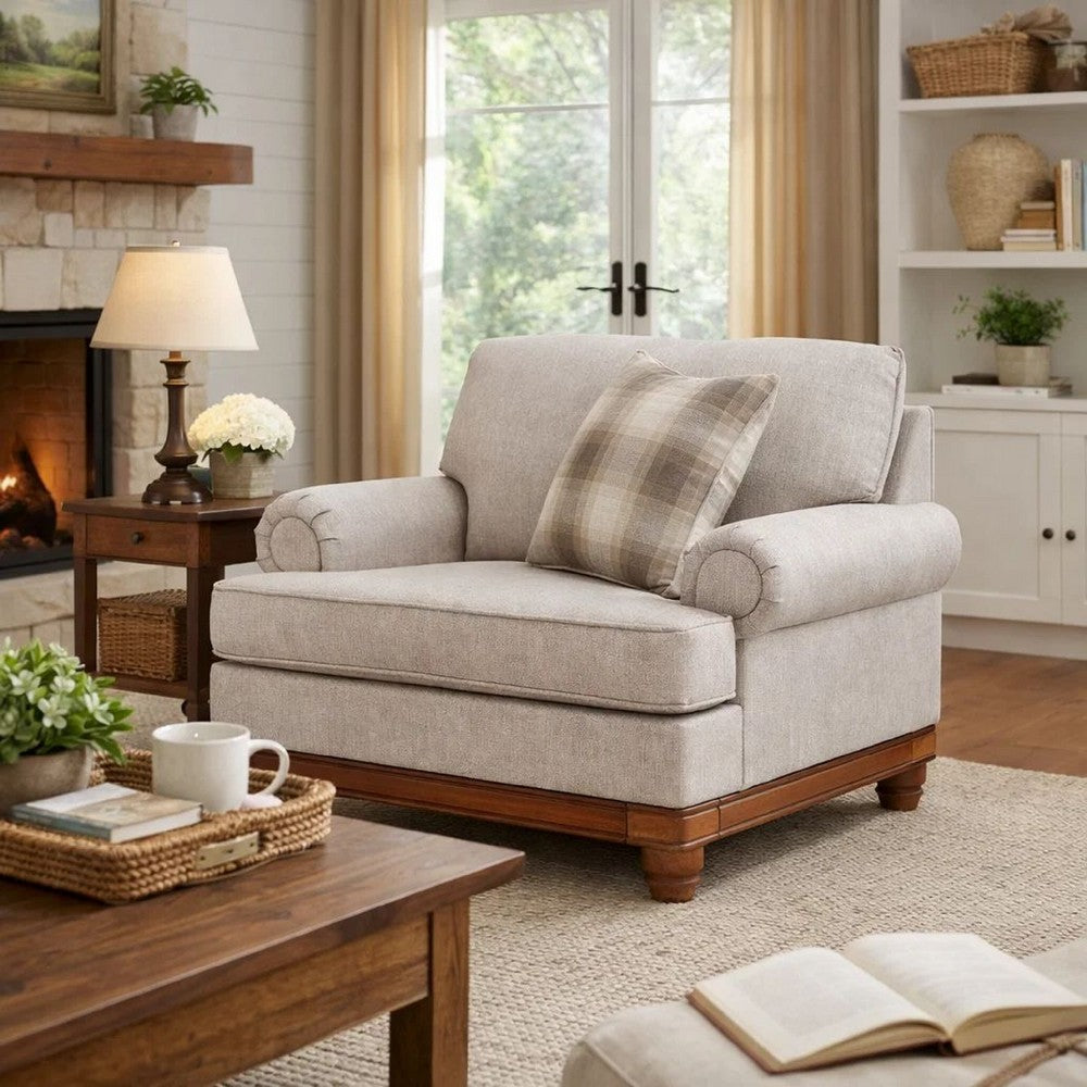 Fema Oversized Armchair | 1 Pillow | Rolled Arms | Sandstone Gray Chenille