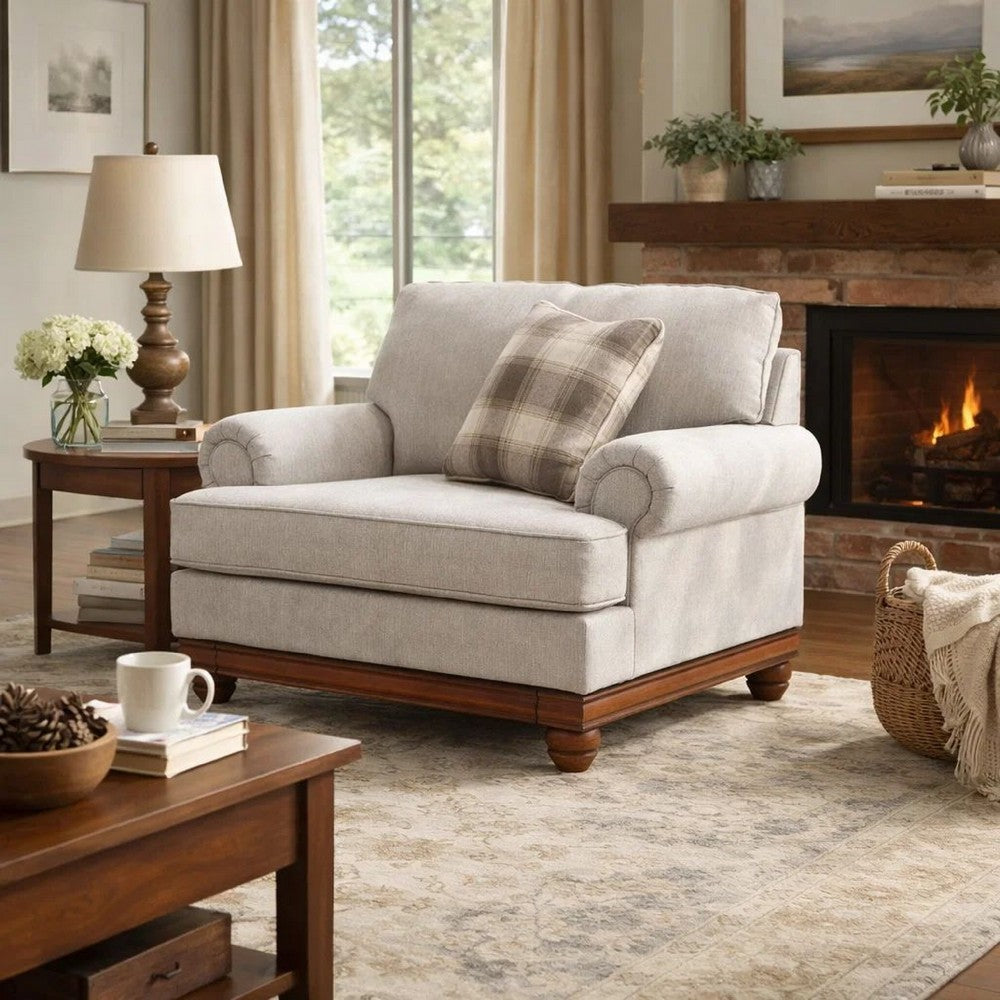 Fema Oversized Armchair | 1 Pillow | Rolled Arms | Sandstone Gray Chenille