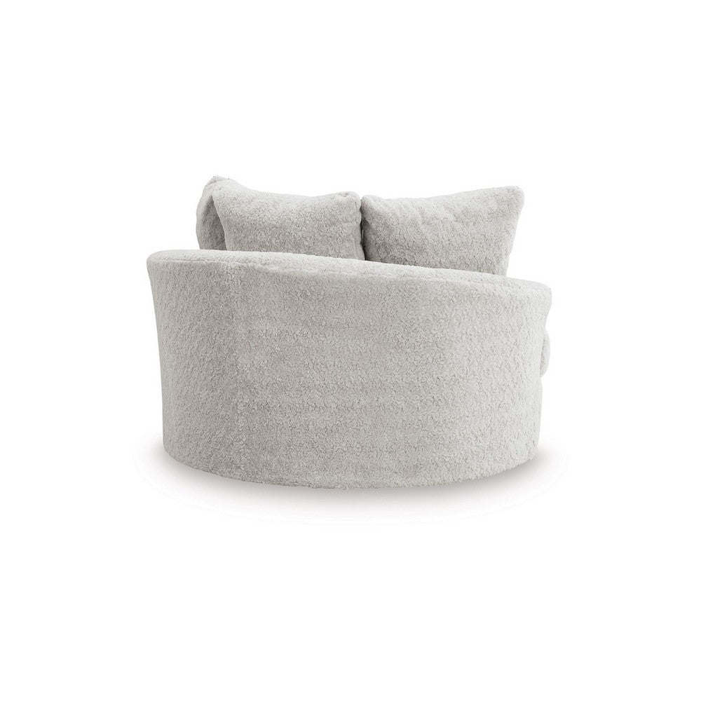 Cecy Oversize Swivel Accent Lounge Chair | 3 Throw Pillows | Arctic White