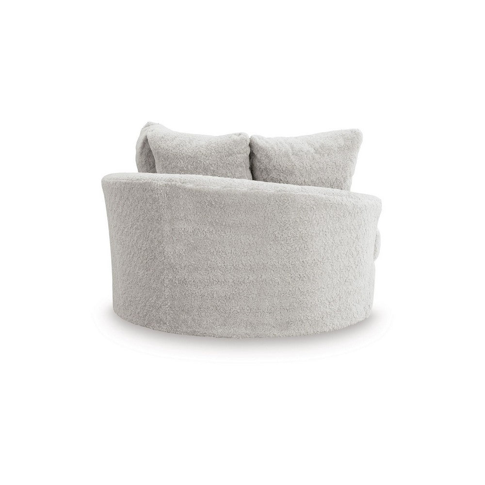 Cecy Oversize Swivel Accent Lounge Chair | 3 Throw Pillows | Arctic White
