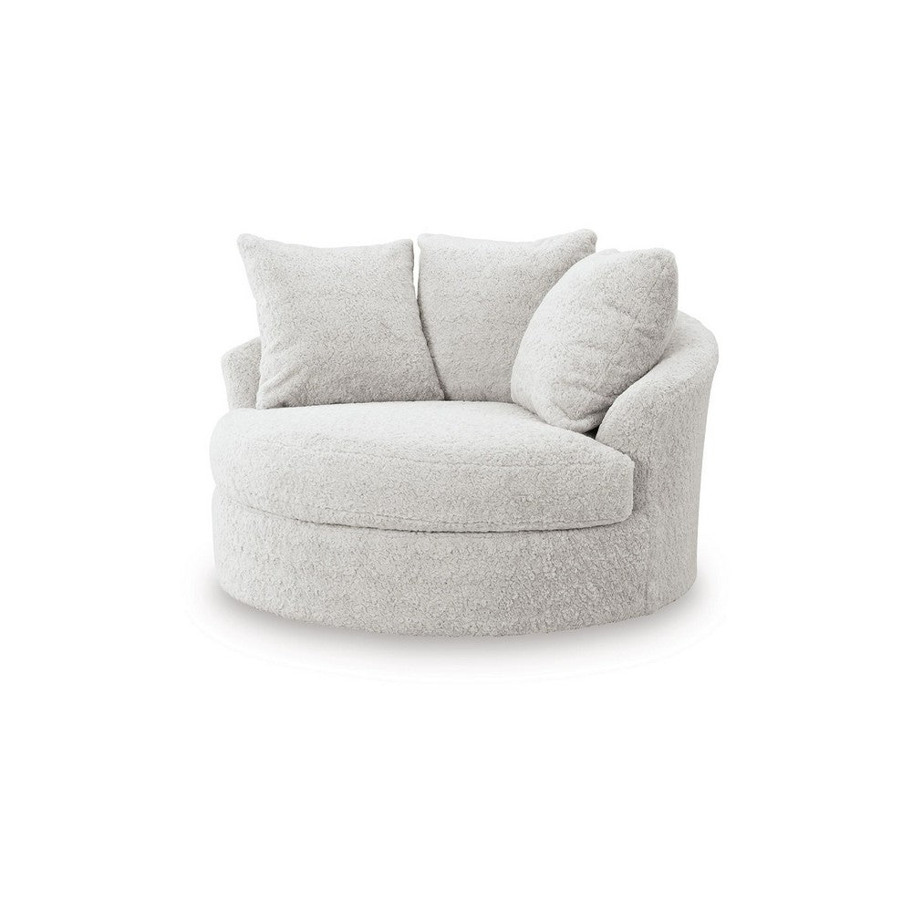 Cecy Oversize Swivel Accent Lounge Chair | 3 Throw Pillows | Arctic White