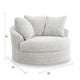 Cecy Oversize Swivel Accent Lounge Chair | 3 Throw Pillows | Arctic White