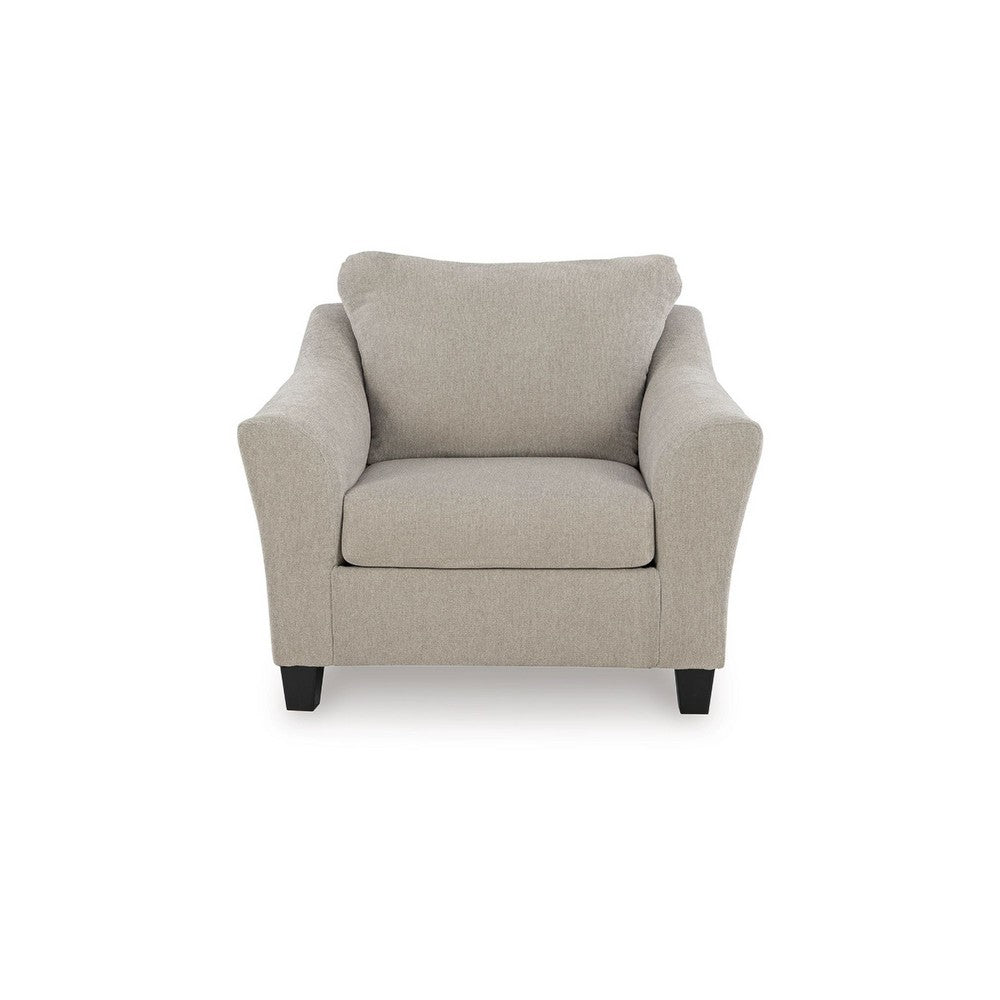 Wecy Oversize Armchair | Flared Arms & Tapered Black Legs | Taupe Polyester