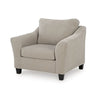 Wecy Oversize Armchair | Flared Arms & Tapered Black Legs | Taupe Polyester