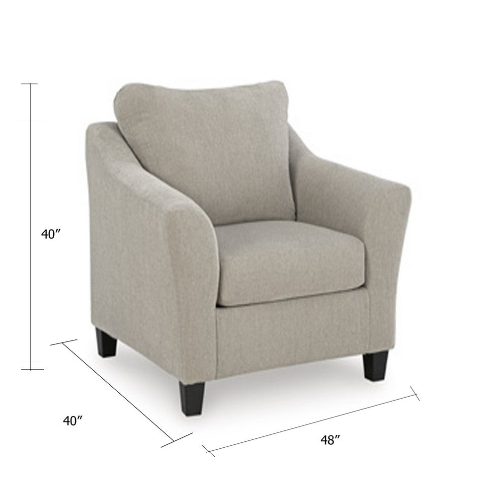 Wecy Oversize Armchair | Flared Arms & Tapered Black Legs | Taupe Polyester