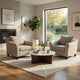 Wecy Oversize Armchair | Flared Arms & Tapered Black Legs | Taupe Polyester