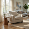 Wecy Oversize Armchair | Flared Arms & Tapered Black Legs | Taupe Polyester