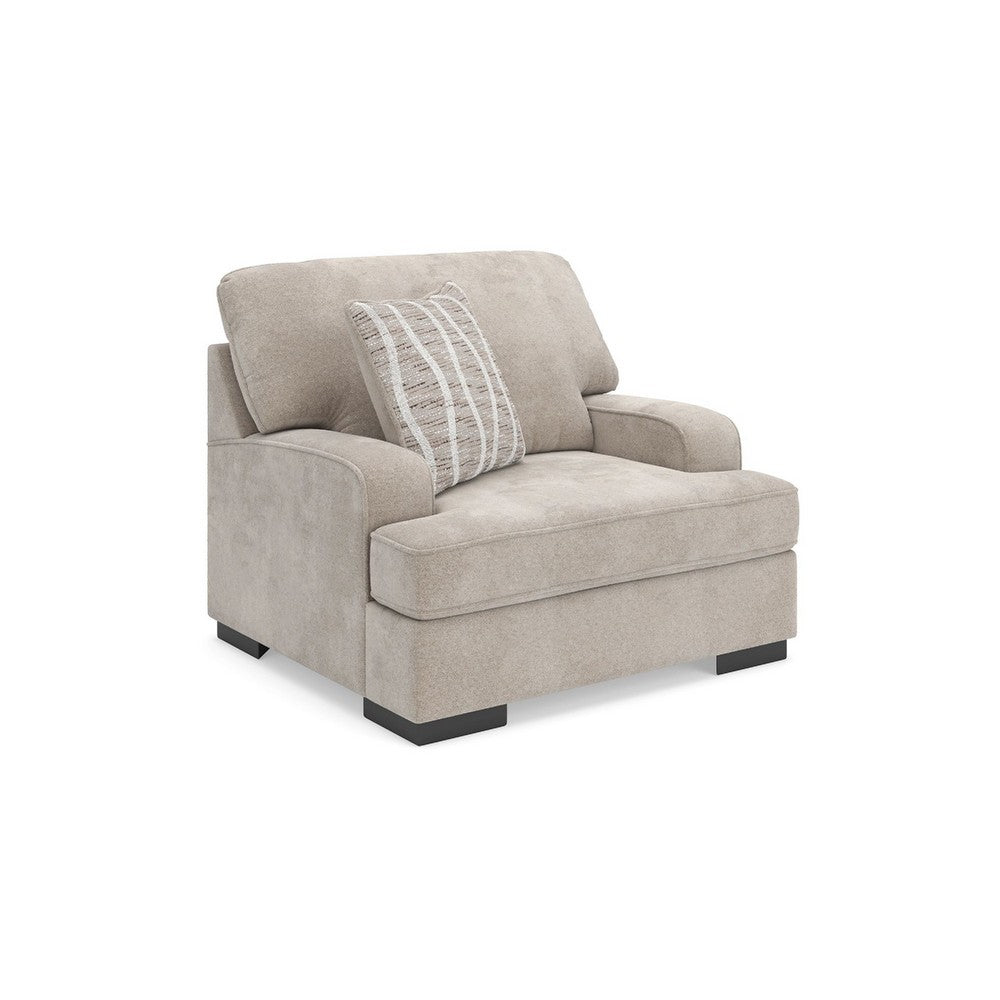 Necy Oversized Lounge Accent Armchair | 1 Throw Pillow | Taupe Polyester