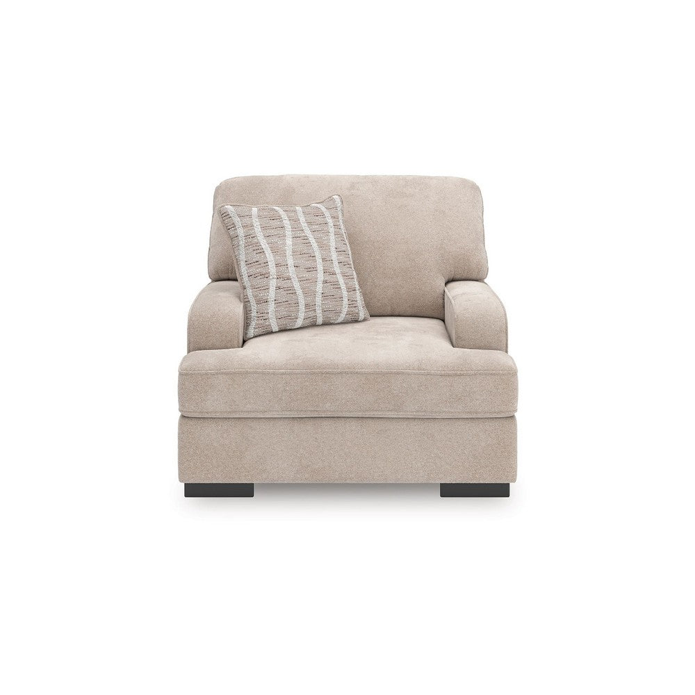 Necy Oversized Lounge Accent Armchair | 1 Throw Pillow | Taupe Polyester