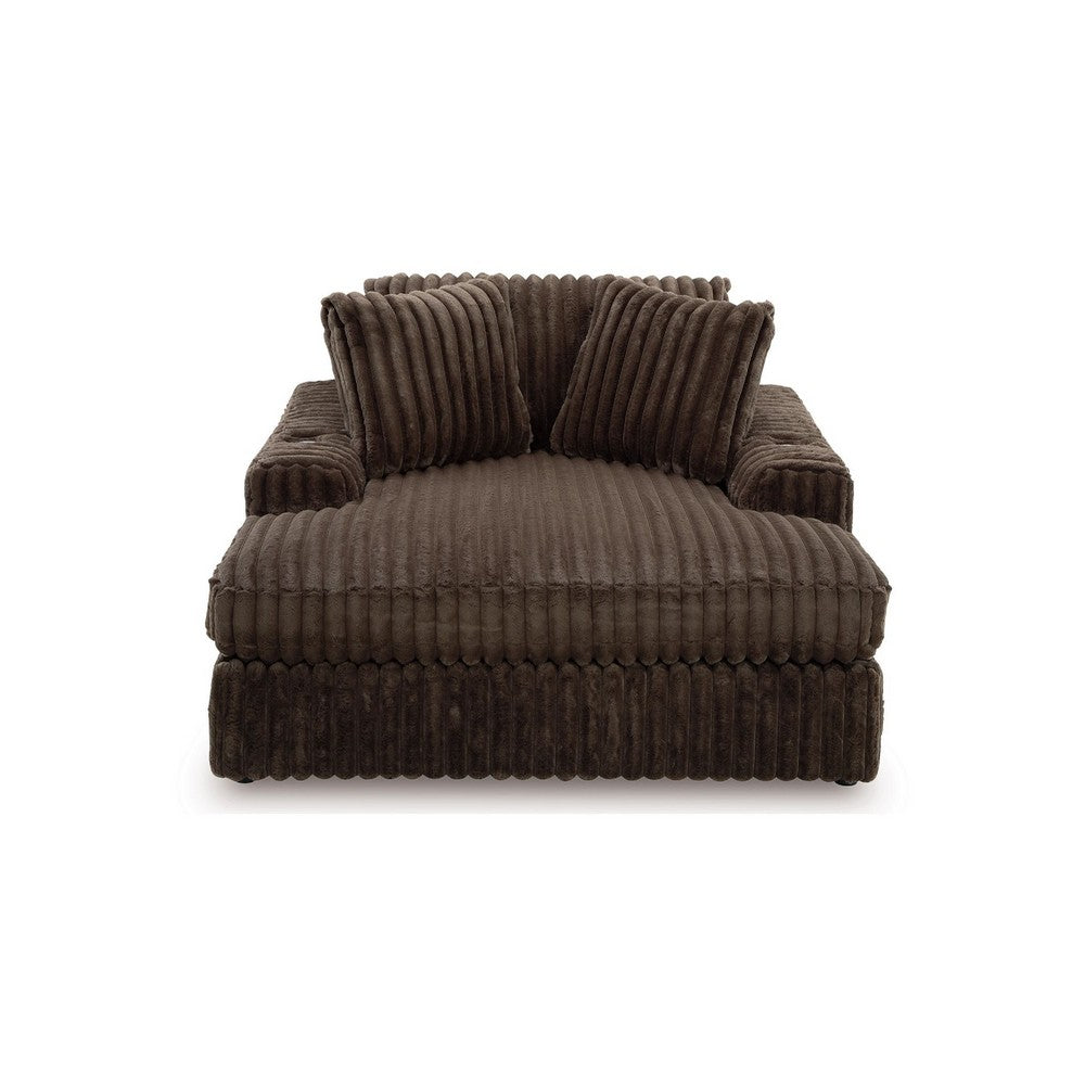 Addy Wide Oversized Lounge Chair | 2 Pillows | Chocolate Brown Corduroy