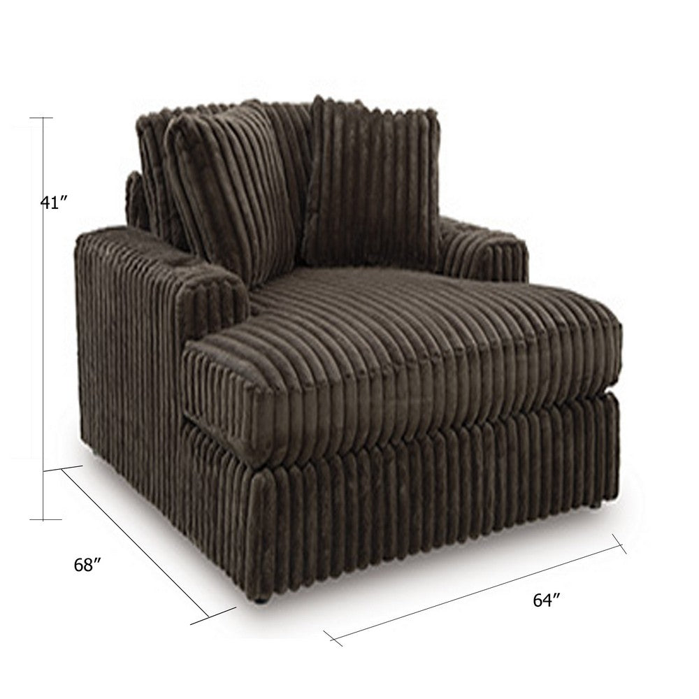 Addy Wide Oversized Lounge Chair | 2 Pillows | Chocolate Brown Corduroy