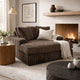 Addy Wide Oversized Lounge Chair | 2 Pillows | Chocolate Brown Corduroy