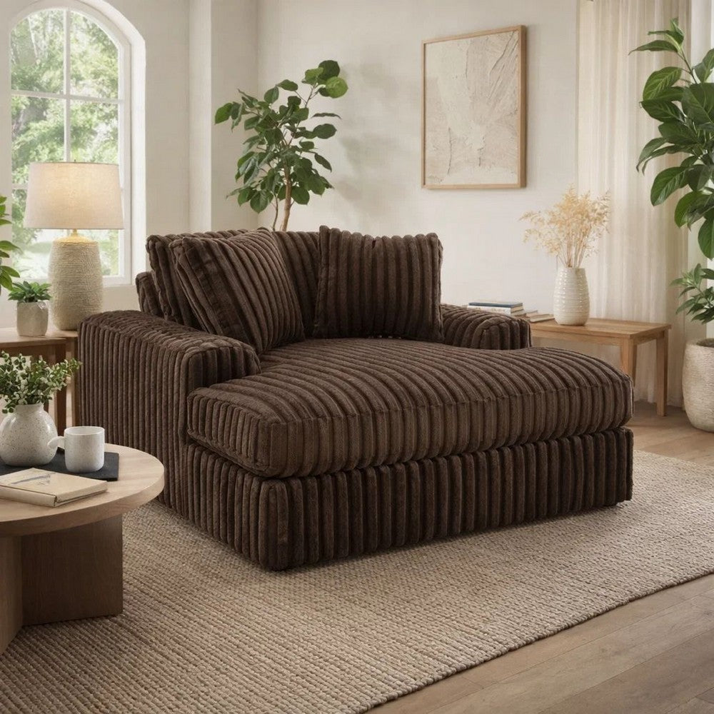 Addy Wide Oversized Lounge Chair | 2 Pillows | Chocolate Brown Corduroy