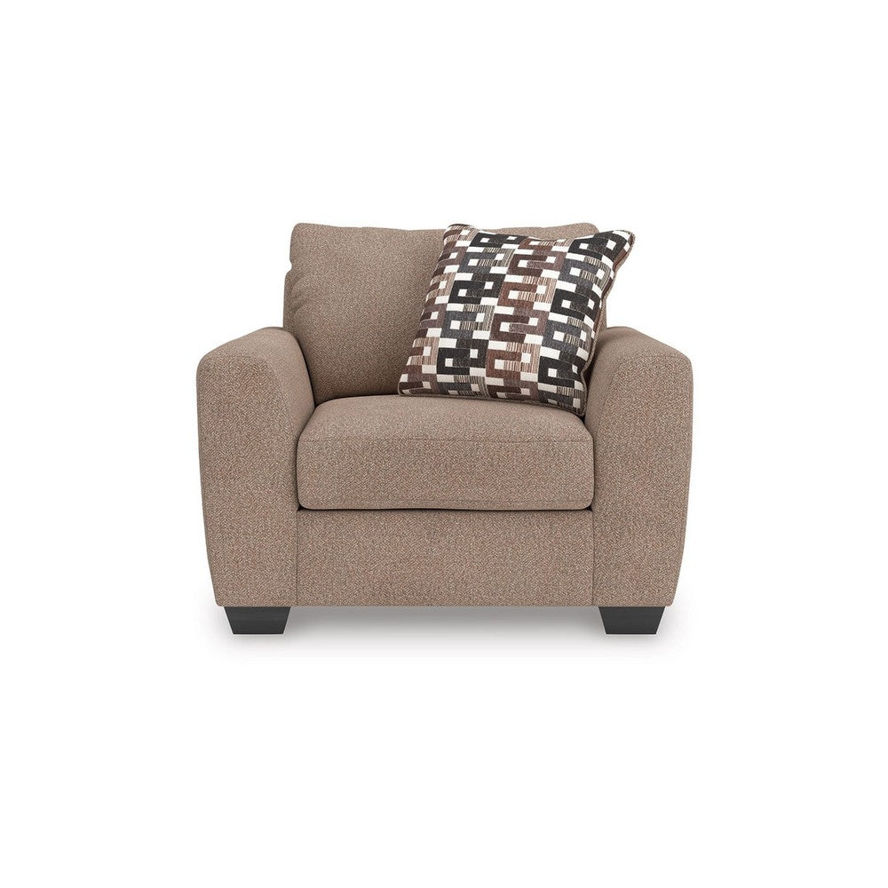 Teu Oversized Armchair | 1 Throw Pillow | Track Arms Suede Taupe Polyester