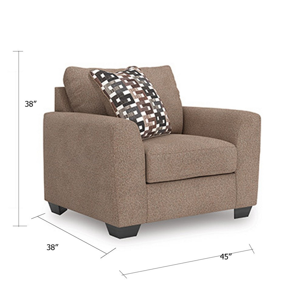Teu Oversized Armchair | 1 Throw Pillow | Track Arms Suede Taupe Polyester