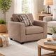 Teu Oversized Armchair | 1 Throw Pillow | Track Arms Suede Taupe Polyester