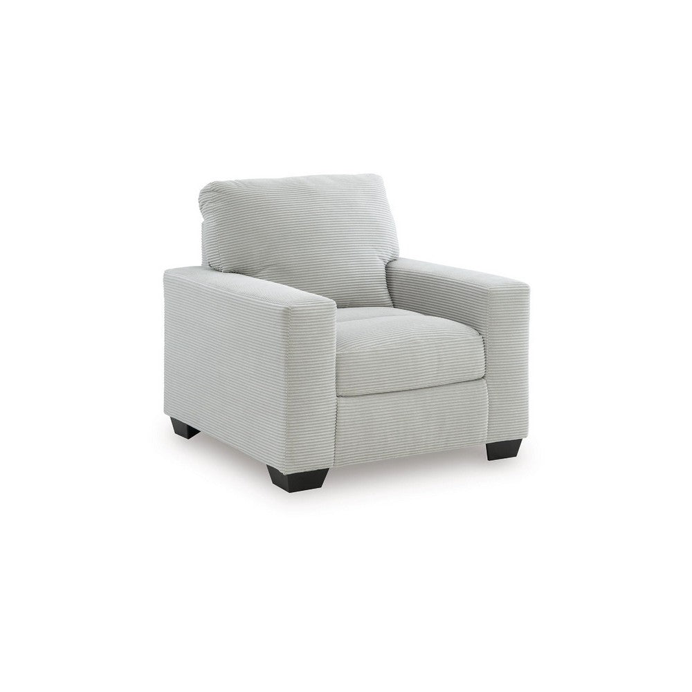 Geyn Sofa Armchair | Light Smoke Gray Polyester | Black Faux Wood Legs