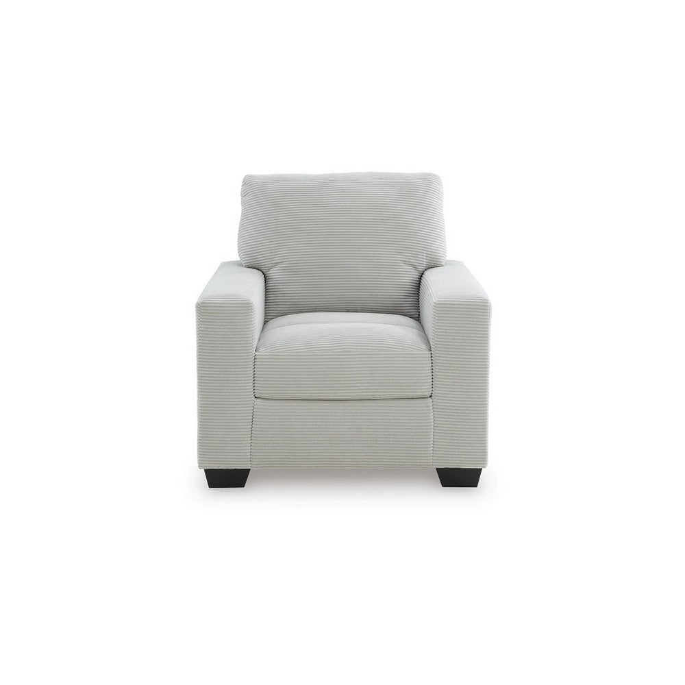 Geyn Sofa Armchair | Light Smoke Gray Polyester | Black Faux Wood Legs