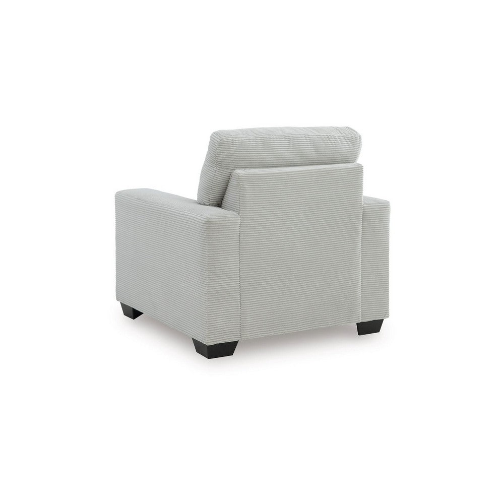 Geyn Sofa Armchair | Light Smoke Gray Polyester | Black Faux Wood Legs