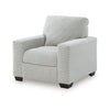 Geyn Sofa Armchair | Light Smoke Gray Polyester | Black Faux Wood Legs