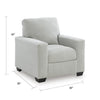 Geyn Sofa Armchair | Light Smoke Gray Polyester | Black Faux Wood Legs