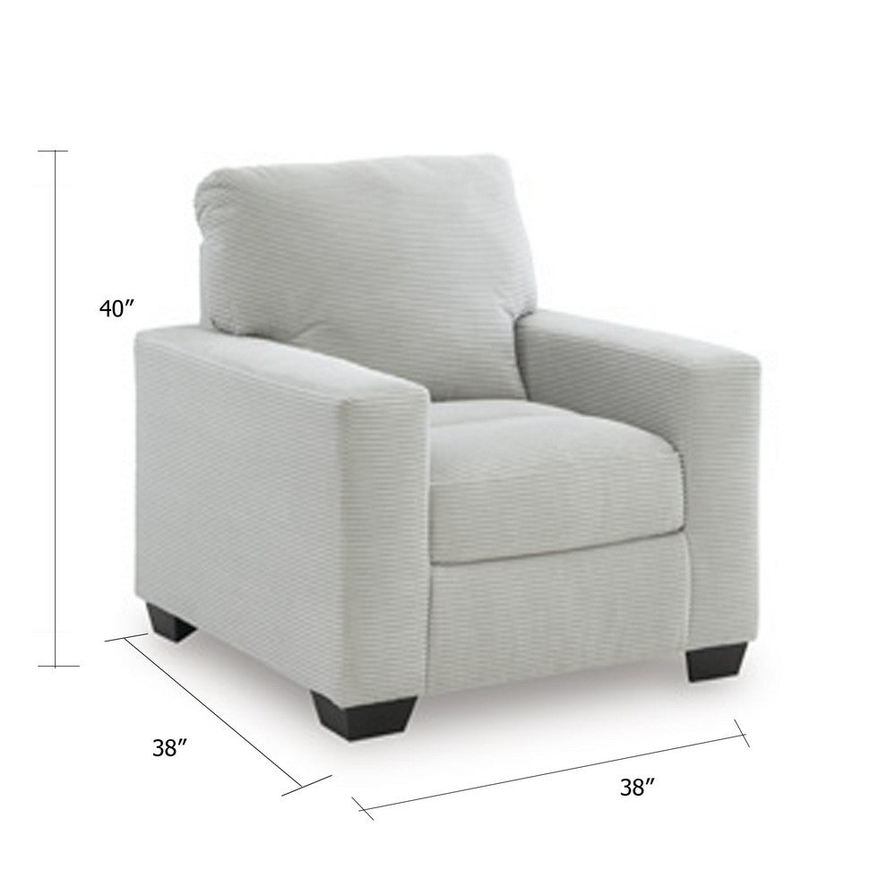 Geyn Sofa Armchair | Light Smoke Gray Polyester | Black Faux Wood Legs