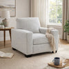 Geyn Sofa Armchair | Light Smoke Gray Polyester | Black Faux Wood Legs