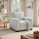 Geyn Sofa Armchair | Light Smoke Gray Polyester | Black Faux Wood Legs
