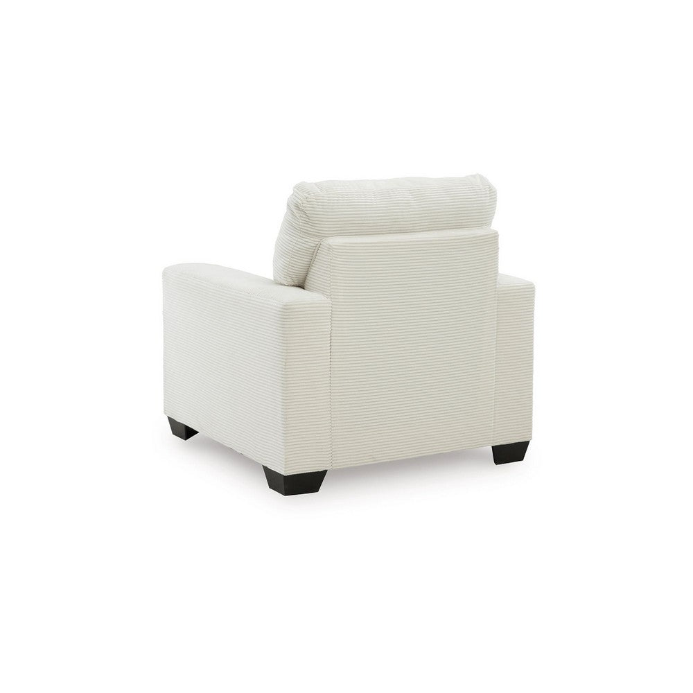 Geyn Sofa Armchair | Light Cream Ivory Polyester | Black Faux Wood Legs