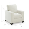 Geyn Sofa Armchair | Light Cream Ivory Polyester | Black Faux Wood Legs